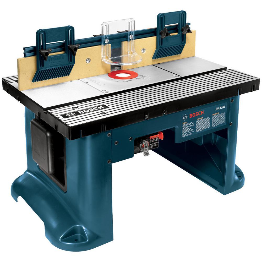 15 Amp Corded 27 in. x 18 in. Aluminum Router Table with Bonus 12 Amp Corded 2.25 HP Variable Speed Fixed-Base Router - Super Arbor