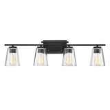 32 in. 4-Light Black Vanity Light with Clear Glass