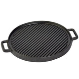 12 in. Pre-Seasoned Cast Iron Round Reversible Grill/Griddle with 2-Side Handles Non-Stick