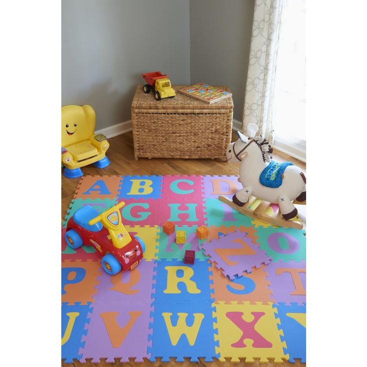 TrafficMASTER Multi-Color 12 in. x 12 in. x 0.43 in. ABC Playroom Floor (26-Pack)