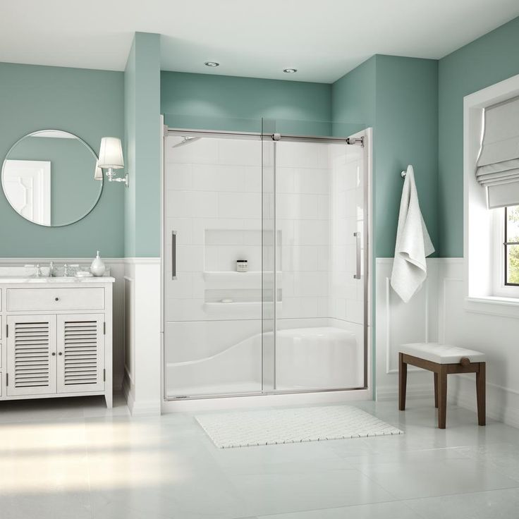 Coronado Acrylx 60 in. x 30 in. Single Threshold Left Drain Shower Kit in White with Bench with Door in Chrome