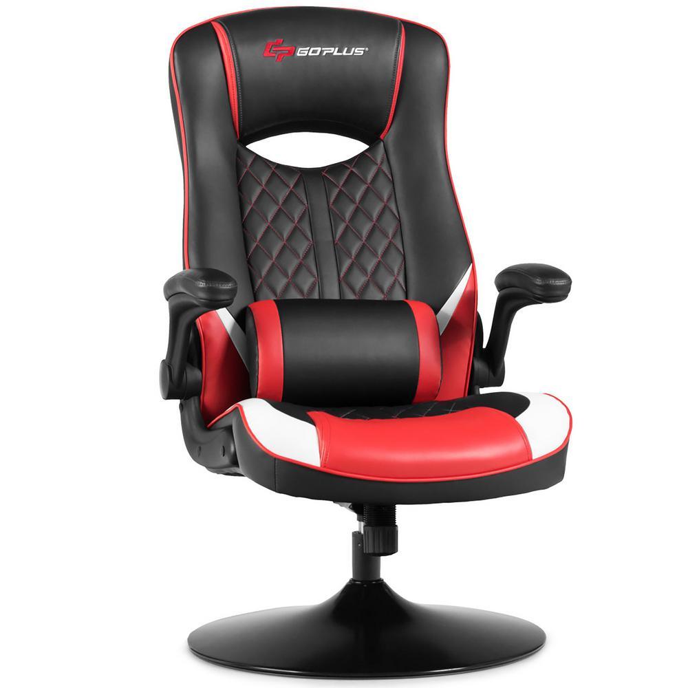 Red PVC Rocking Gaming Chair Rocker Racing Style Computer Office Chair 360¬∞ Swivel - Super Arbor