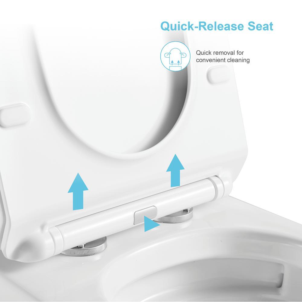 All-in-One Toilet Elongated One-Piece Dual Flush 1.28 GPF/0.88 GPF High Efficiency Skirted Toilet in White - Super Arbor