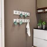 27.75 in. L White Rail-Mounted Wall Hook Hanging Rack with 6 Hooks