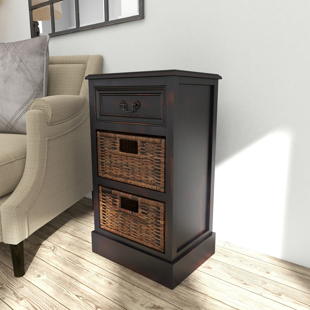 Grayson Lane Dark Brown Matte Fir 1-Drawer Accent Chest