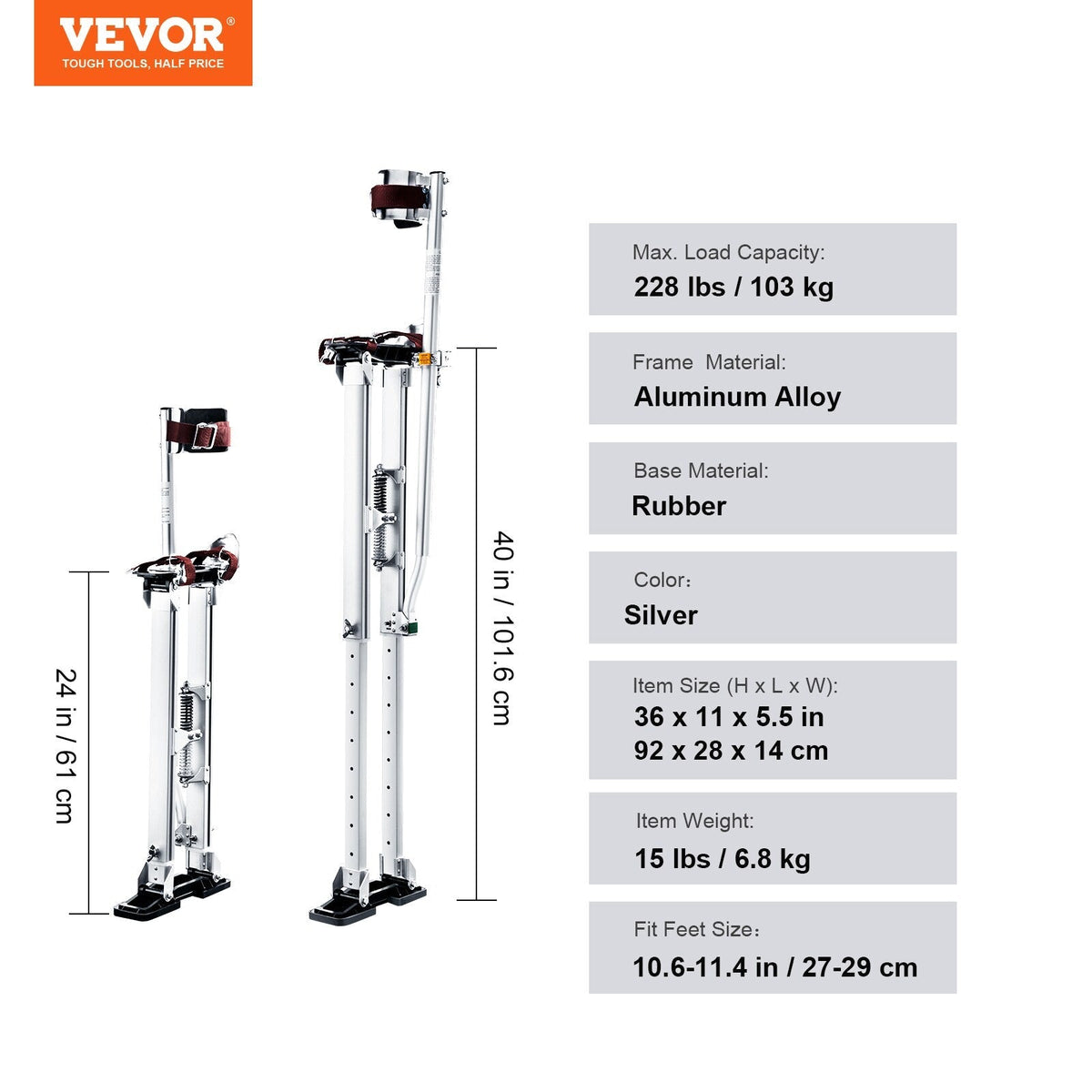 VEVOR 24-in to 40-in Aluminum Drywall Stilts