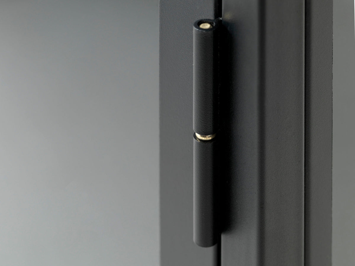 Black Contemporary/Modern Stainless Steel Media Cabinet