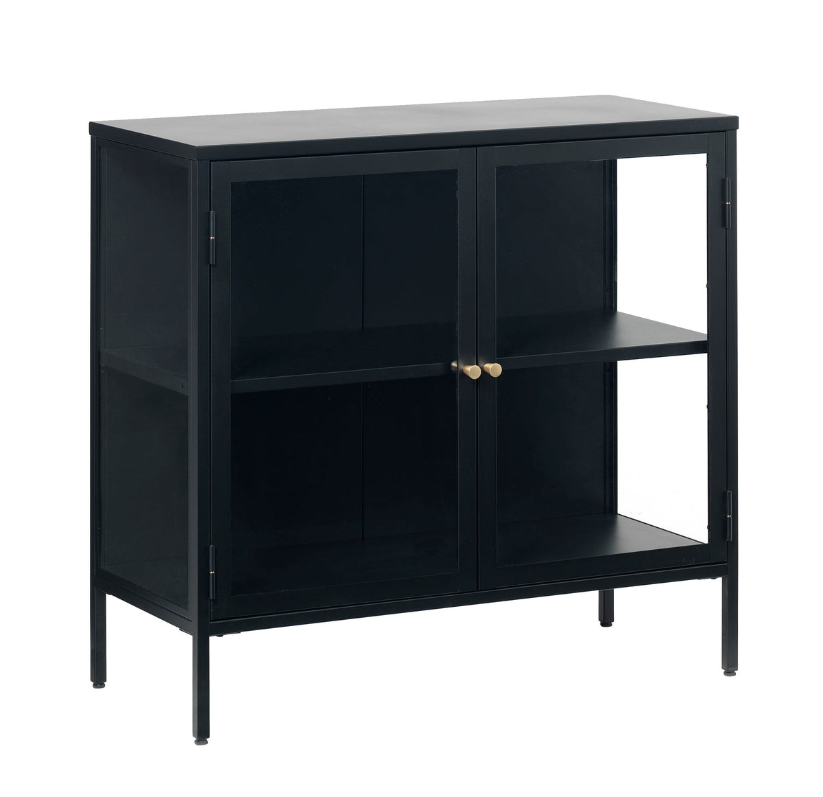 Black Contemporary/Modern Stainless Steel Media Cabinet