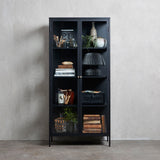 Contemporary/Modern Black Metal China Cabinet