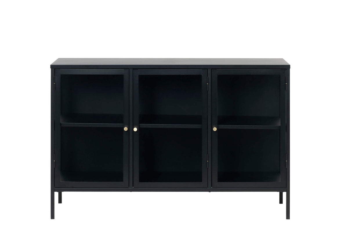 Black Contemporary/Modern Stainless Steel Media Cabinet