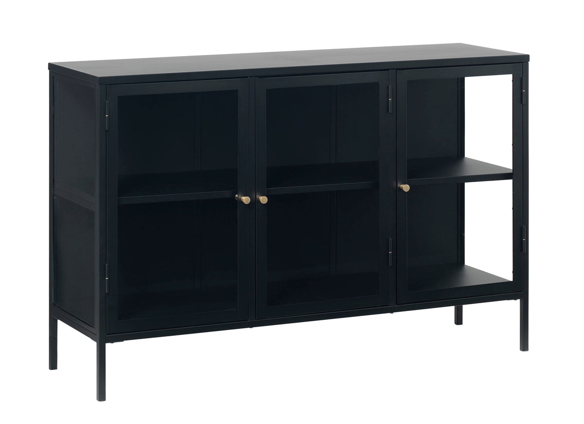 Black Contemporary/Modern Stainless Steel Media Cabinet
