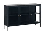 Black Contemporary/Modern Stainless Steel Media Cabinet