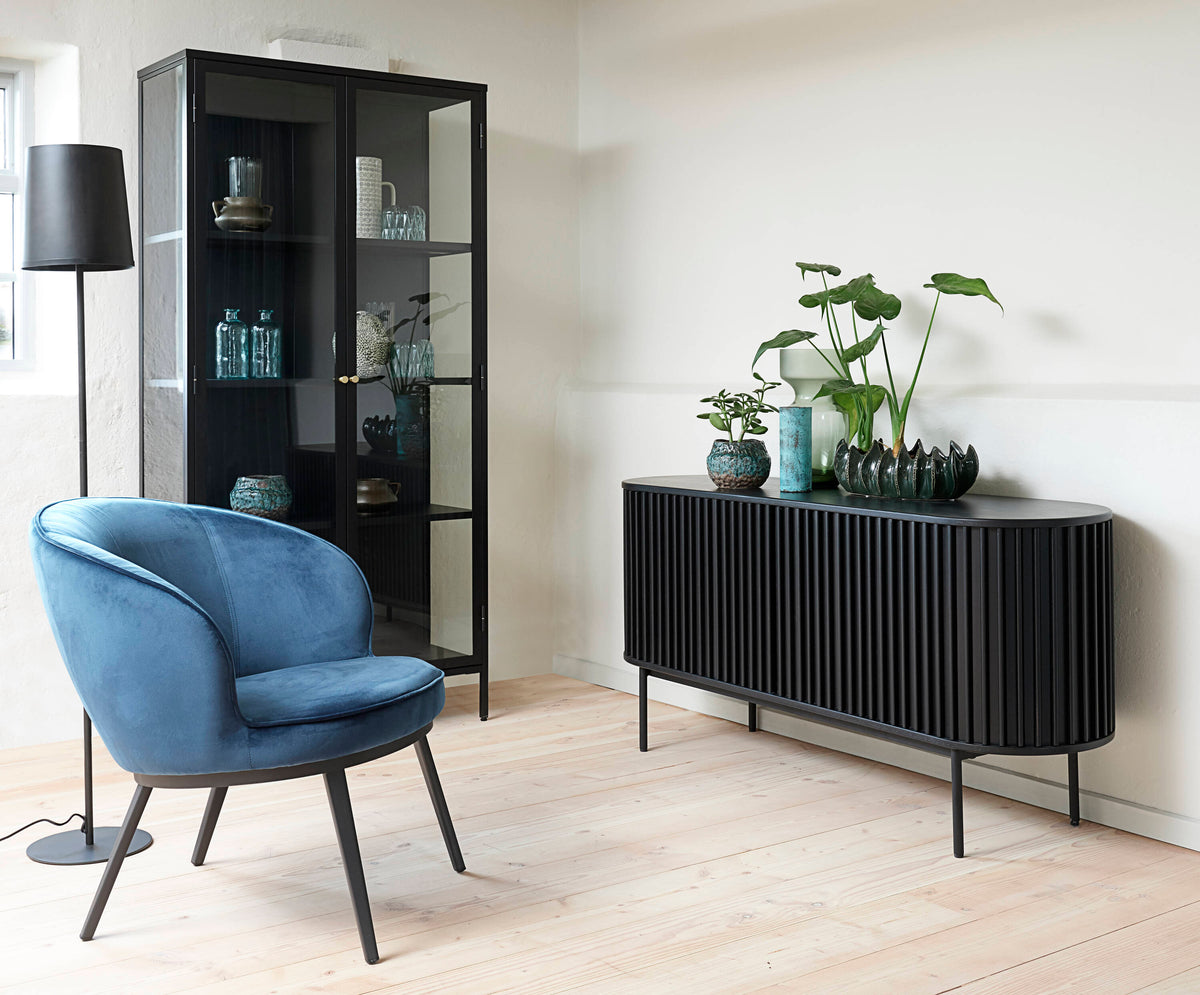 Contemporary/Modern Black Metal China Cabinet
