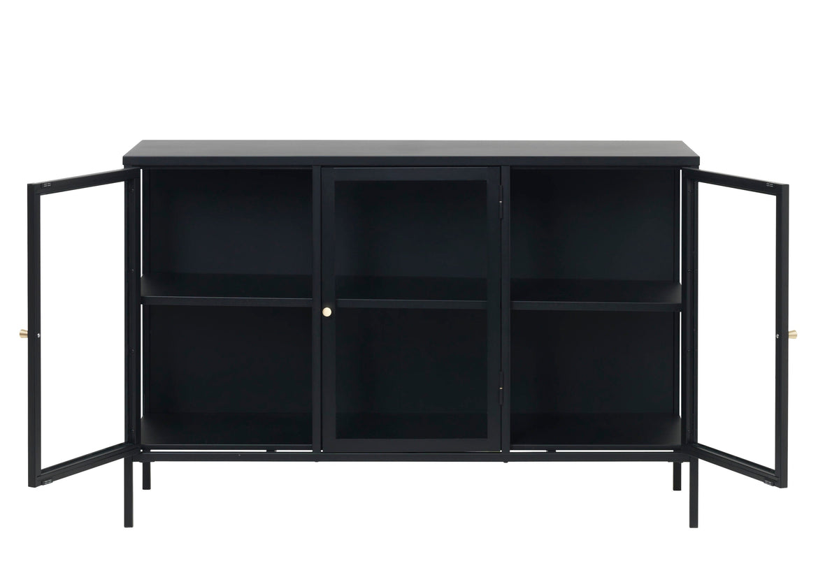 Black Contemporary/Modern Stainless Steel Media Cabinet