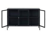 Black Contemporary/Modern Stainless Steel Media Cabinet