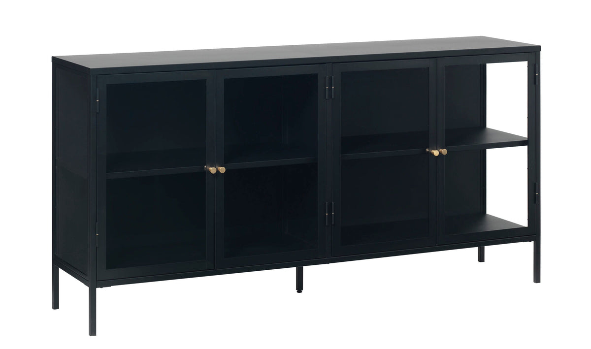 Black Contemporary/Modern Stainless Steel Media Cabinet
