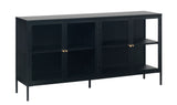 Black Contemporary/Modern Stainless Steel Media Cabinet