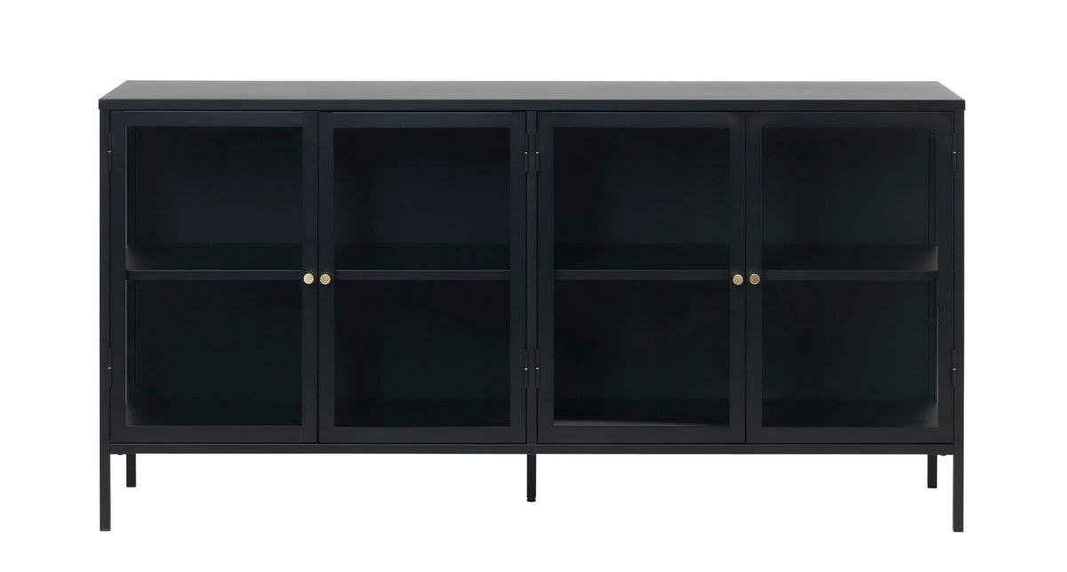 Black Contemporary/Modern Stainless Steel Media Cabinet