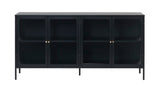 Black Contemporary/Modern Stainless Steel Media Cabinet
