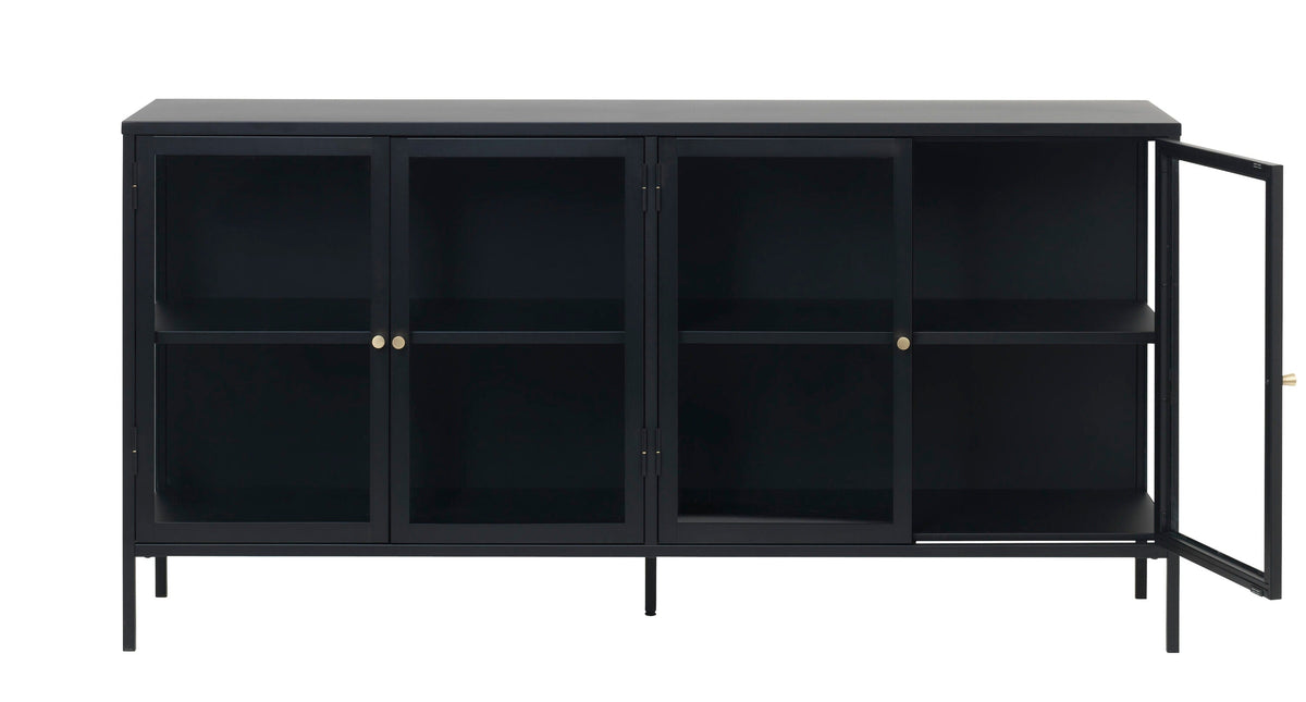 Black Contemporary/Modern Stainless Steel Media Cabinet