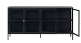 Black Contemporary/Modern Stainless Steel Media Cabinet
