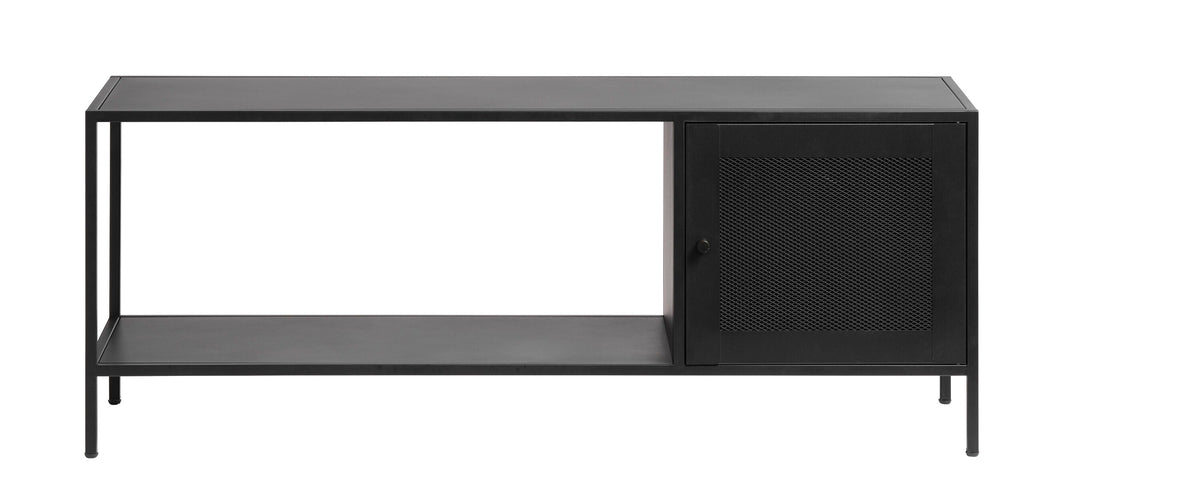 Black Contemporary/Modern Stainless Steel Media Cabinet