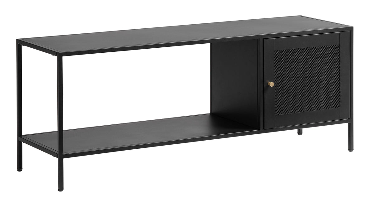 Black Contemporary/Modern Stainless Steel Media Cabinet
