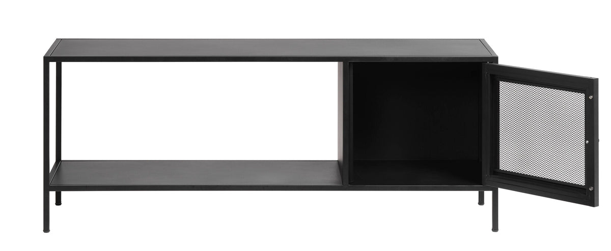 Black Contemporary/Modern Stainless Steel Media Cabinet