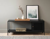 Black Contemporary/Modern Stainless Steel Media Cabinet