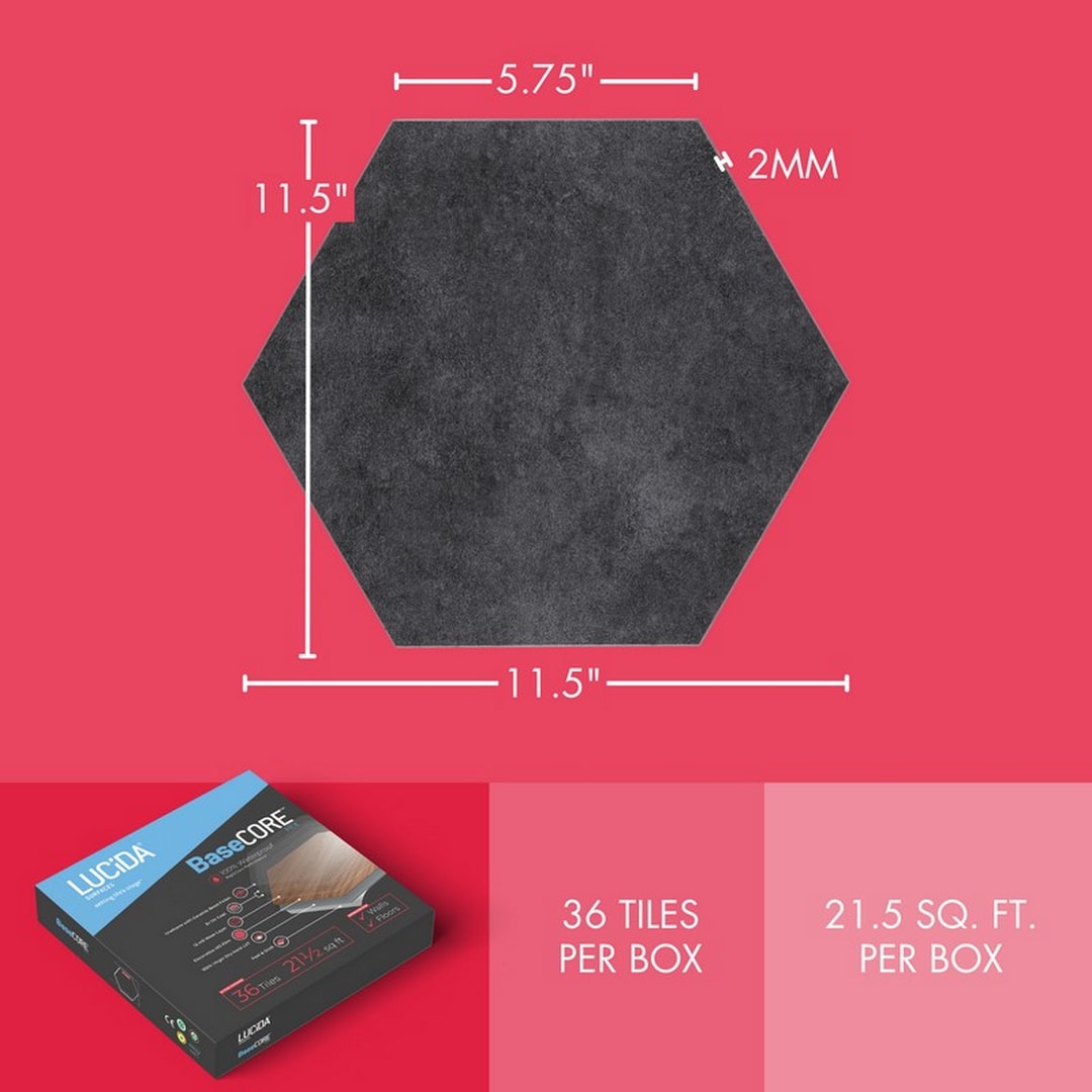 Lucida USA Dark Gray Solid 12-mil x 6-in W x 6-in L Waterproof Peel and Stick Vinyl Tile Flooring (21.5-sq ft/ Carton)