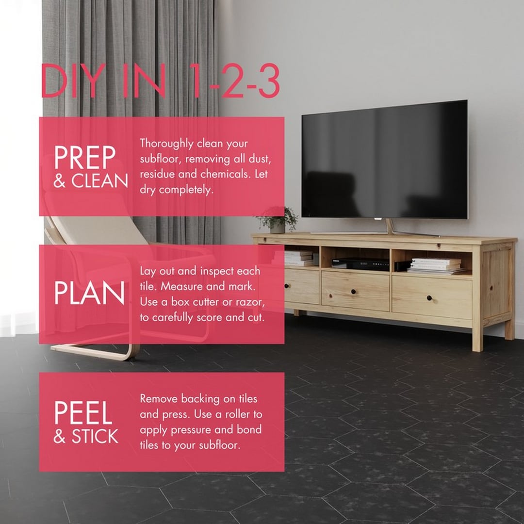 Lucida USA Dark Gray Solid 12-mil x 6-in W x 6-in L Waterproof Peel and Stick Vinyl Tile Flooring (21.5-sq ft/ Carton)