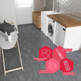 Lucida USA Gray Stone Look 12-mil x 6-in W x 6-in L Waterproof Peel and Stick Vinyl Tile Flooring (21.5-sq ft/ Carton)