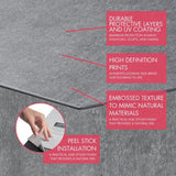 Lucida USA Gray Stone Look 12-mil x 6-in W x 6-in L Waterproof Peel and Stick Vinyl Tile Flooring (21.5-sq ft/ Carton)