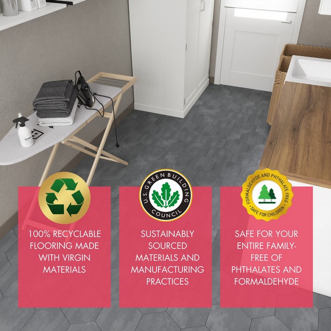 Lucida USA Gray Stone Look 12-mil x 6-in W x 6-in L Waterproof Peel and Stick Vinyl Tile Flooring (21.5-sq ft/ Carton)