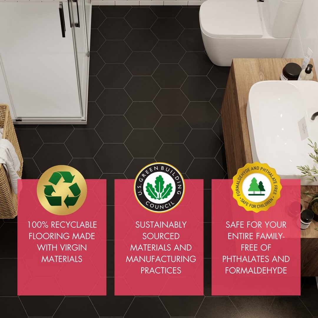 Lucida USA Black Solid 12-mil x 6-in W x 6-in L Waterproof Peel and Stick Vinyl Tile Flooring (21.5-sq ft/ Carton)