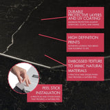 Lucida USA Black Marble Look 12-mil x 6-in W x 6-in L Waterproof Peel and Stick Vinyl Tile Flooring (21.5-sq ft/ Carton)