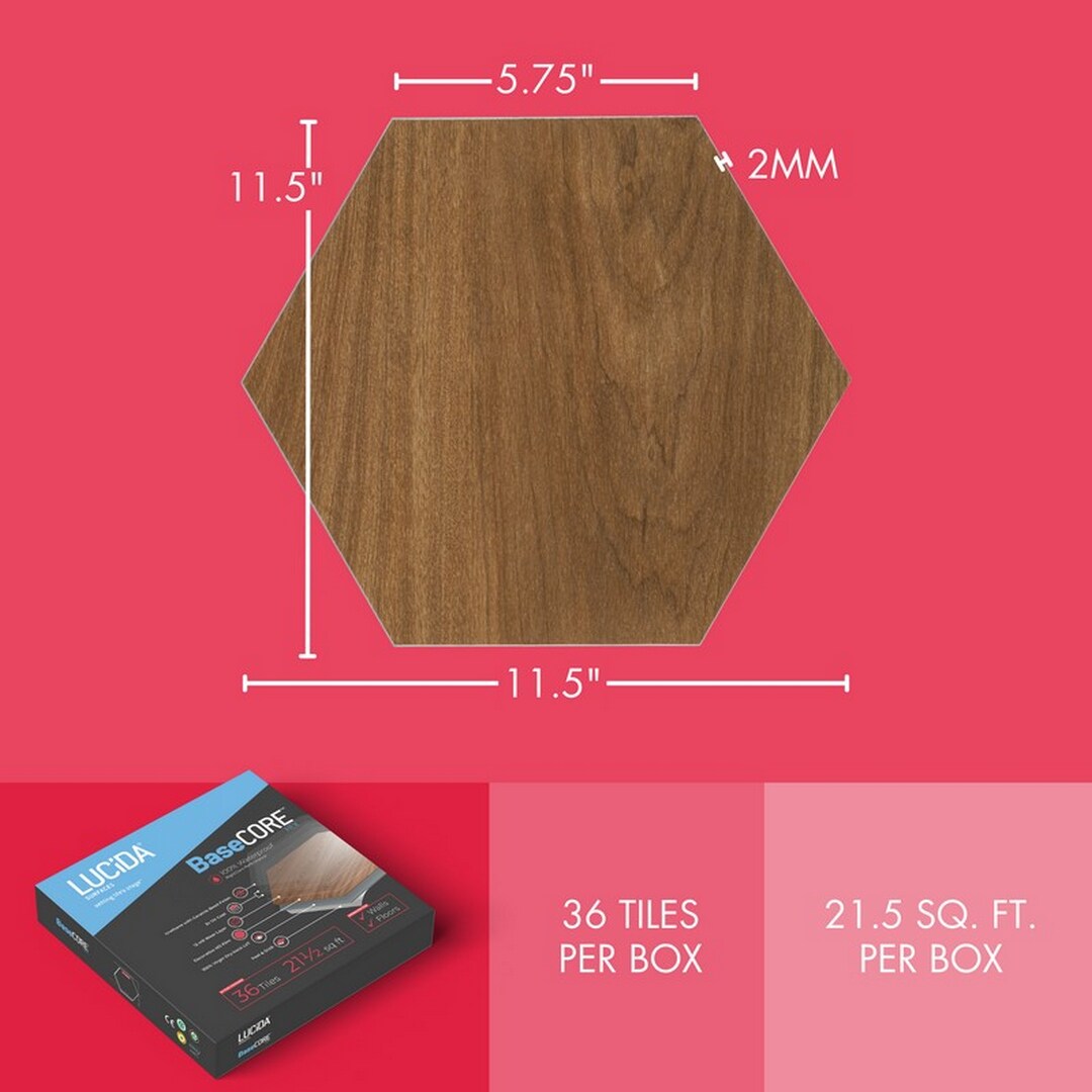 Lucida USA Java Brown Wood Look 12-mil x 6-in W x 6-in L Waterproof Peel and Stick Vinyl Tile Flooring (21.5-sq ft/ Carton)