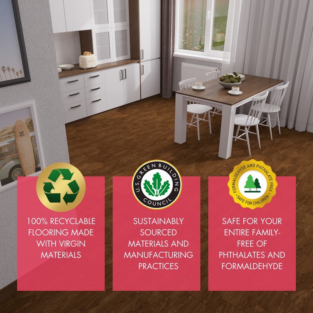 Lucida USA Java Brown Wood Look 12-mil x 6-in W x 6-in L Waterproof Peel and Stick Vinyl Tile Flooring (21.5-sq ft/ Carton)