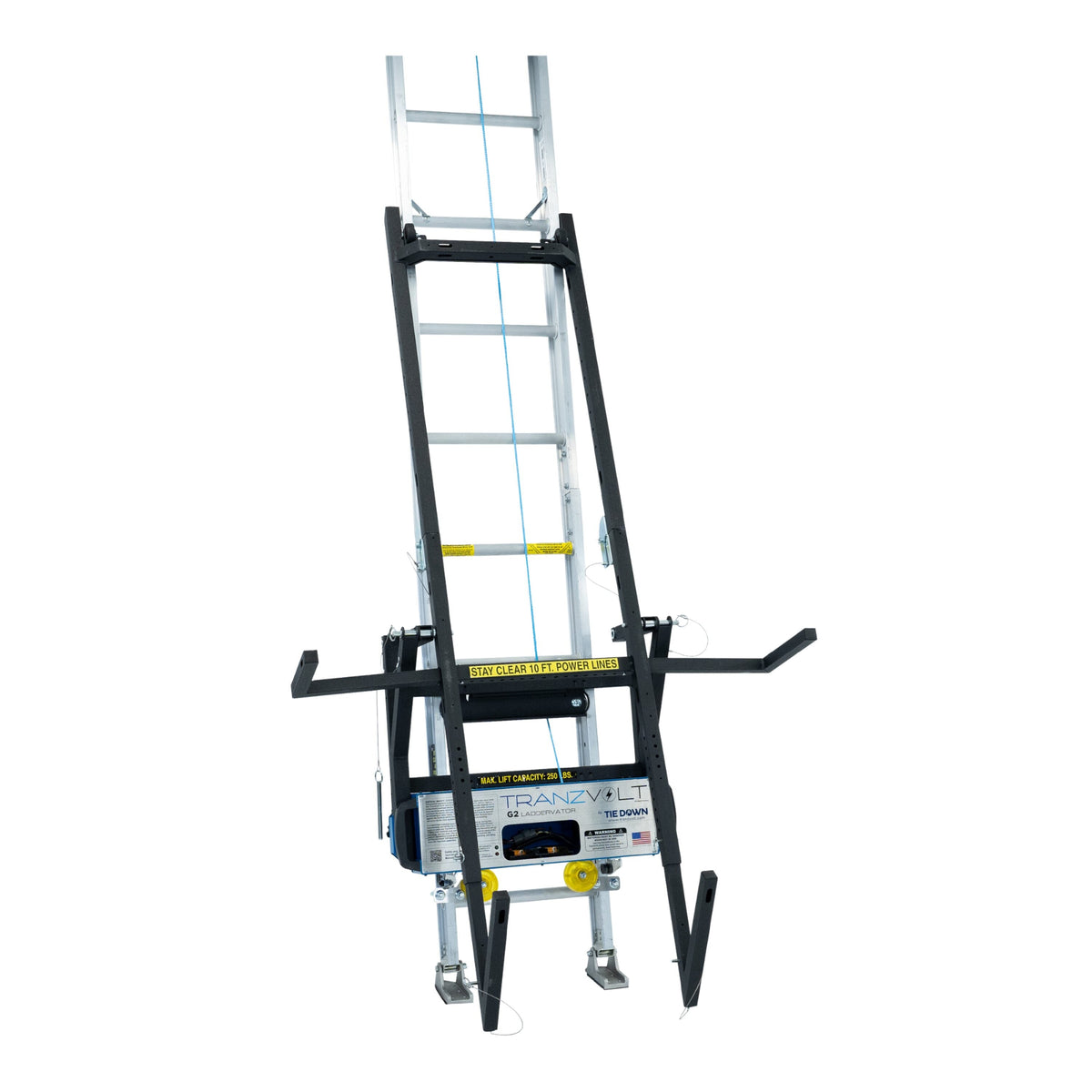 Tie Down TranzVolt G2 Solar Platform Pro Kit, DeWalt 20V Battery-Powered Ladder Hoist (44-ft Reach, 250-lb Lift)