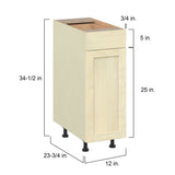 Project Source Omaha Unfinished 12-in W x 34.5-in H x 24.5-in D Unfinished Poplar 1-Drawer Base Ready To Assemble Cabinet (Recessed Panel Shaker Style)