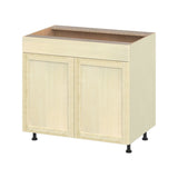Project Source Omaha Unfinished 36-in W x 34.5-in H x 24.5-in D Unfinished Poplar Sink Base Ready To Assemble Cabinet (Recessed Panel Shaker Style)