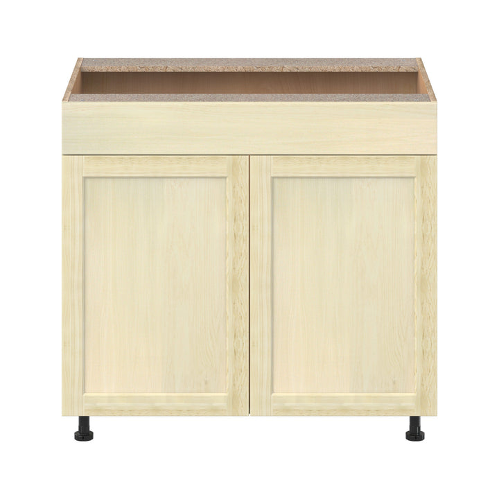 Project Source Omaha Unfinished 36-in W x 34.5-in H x 24.5-in D Unfinished Poplar Sink Base Ready To Assemble Cabinet (Recessed Panel Shaker Style)