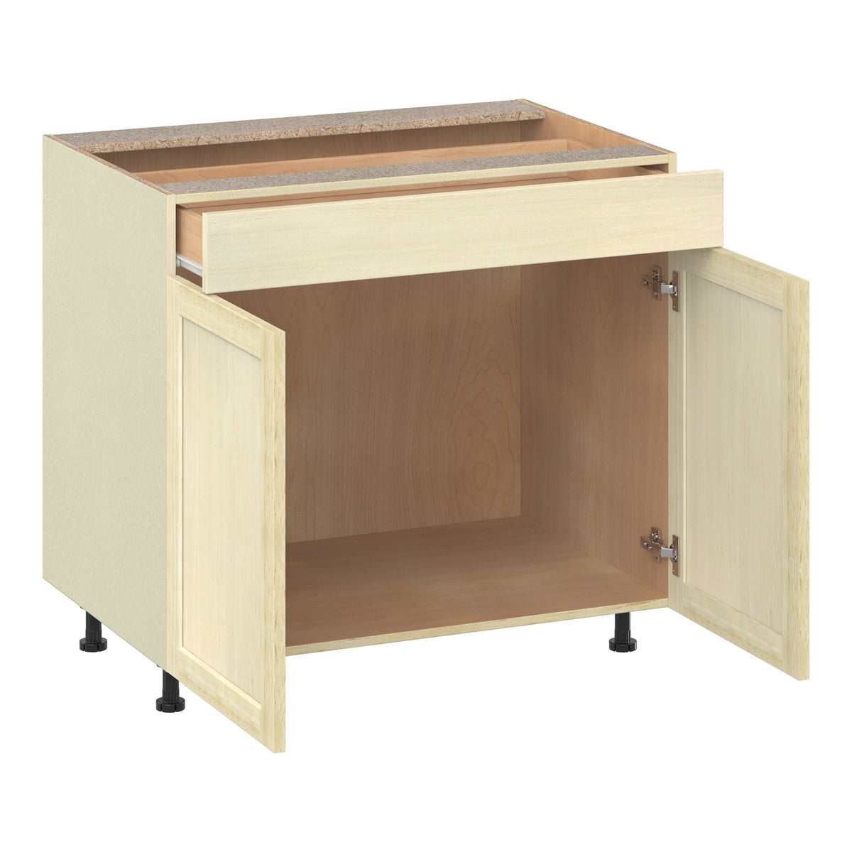 Project Source Omaha Unfinished 36-in W x 34.5-in H x 24.5-in D Unfinished Poplar 1-Drawer Base Ready To Assemble Cabinet (Recessed Panel Shaker Style)
