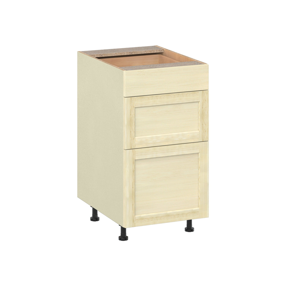 Project Source Omaha Unfinished 18-in W x 34.5-in H x 24.5-in D Unfinished Poplar 3-Drawer Base Ready To Assemble Cabinet (Recessed Panel Style)