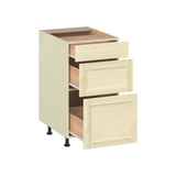 Project Source Omaha Unfinished 18-in W x 34.5-in H x 24.5-in D Unfinished Poplar 3-Drawer Base Ready To Assemble Cabinet (Recessed Panel Style)