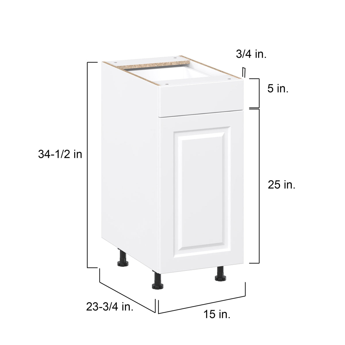 Project Source Cheyenne White 15-in W x 34.5-in H x 24.56-in D White 1-Drawer Base Ready To Assemble Cabinet (Raised Panel Square Style)