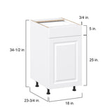 Project Source Cheyenne White 18-in W x 34.5-in H x 24.56-in D White 1-Drawer Base Ready To Assemble Cabinet (Raised Panel Square Style)