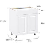 Project Source Cheyenne White 30-in W x 34.5-in H x 24.56-in D White 1-Drawer Base Ready To Assemble Cabinet (Raised Panel Square Style)