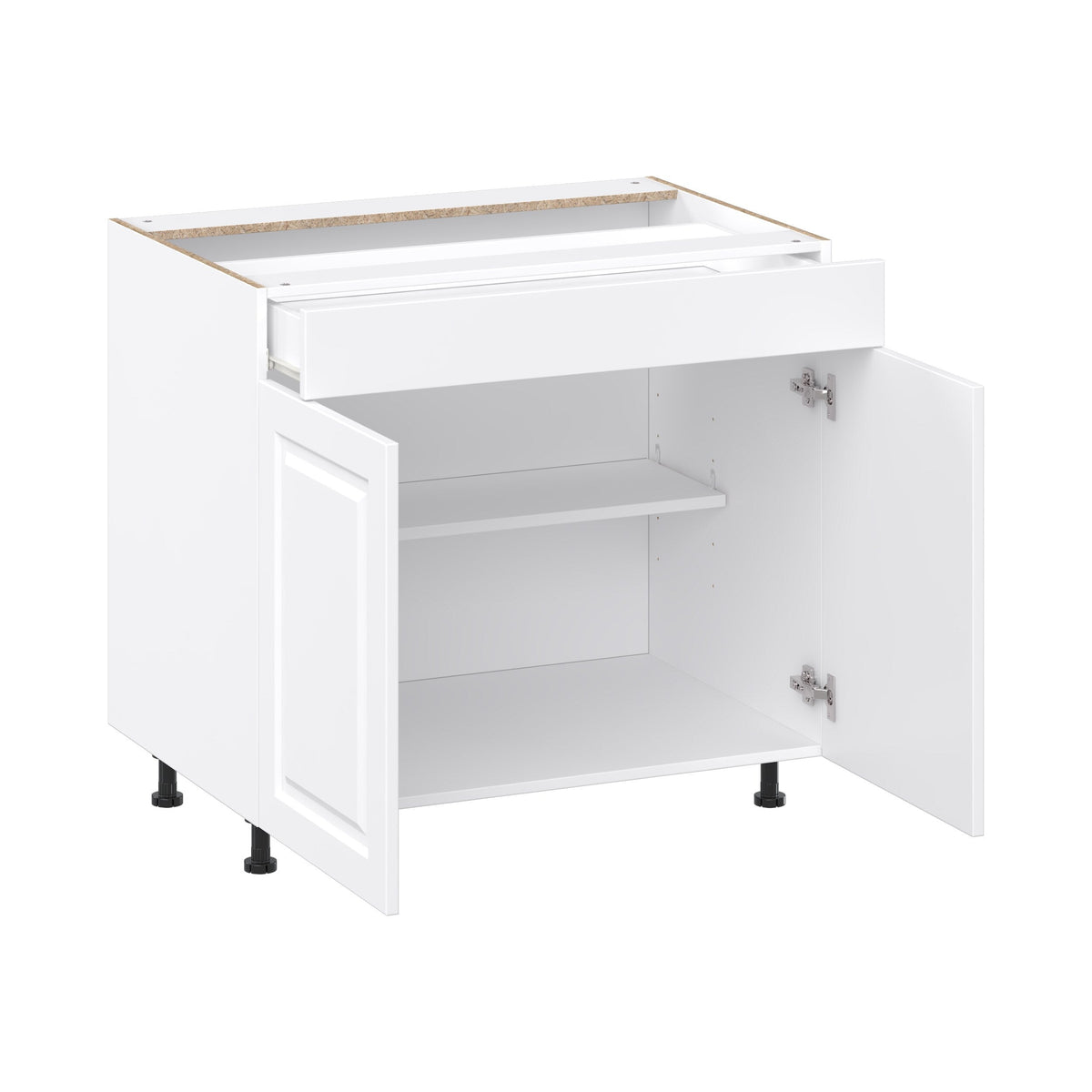 Project Source Cheyenne White 36-in W x 34.5-in H x 24.56-in D White 1-Drawer Base Ready To Assemble Cabinet (Raised Panel Square Style)