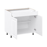 Project Source Cheyenne White 36-in W x 34.5-in H x 24.56-in D White 1-Drawer Base Ready To Assemble Cabinet (Raised Panel Square Style)